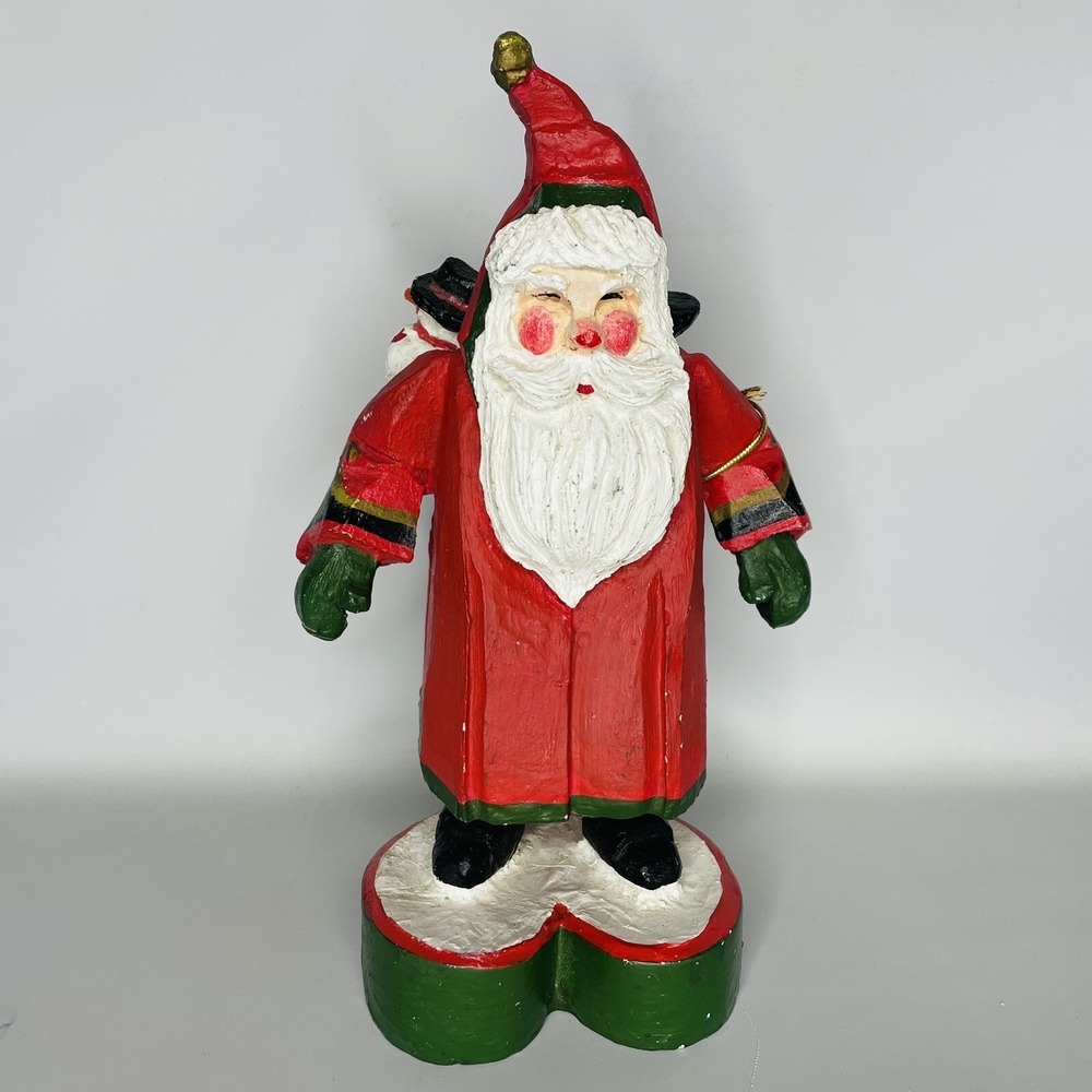 House of Hatten 10" Santa Claus Toy Bag Snowman Figurine Christmas 1993 Folk Art